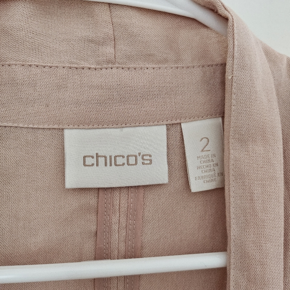 Blush Pink Open-Front Lace Detail Cardigan Blazer Womens Size L (Chicos Size 2) - Picture 3 of 9